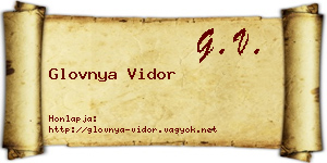 Glovnya Vidor névjegykártya